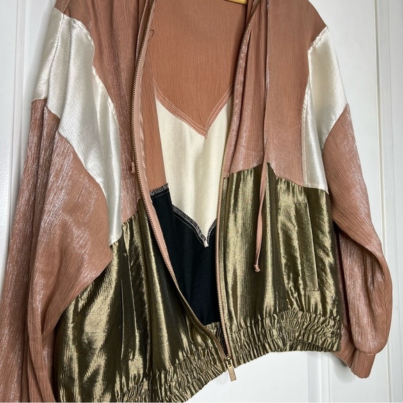 Zara Color Block Hooded Zip Front Jacket Windbreaker size large - Picture 7 of 14